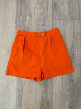 Maeve by Anthropologie Bright Orange Pleated Shorts